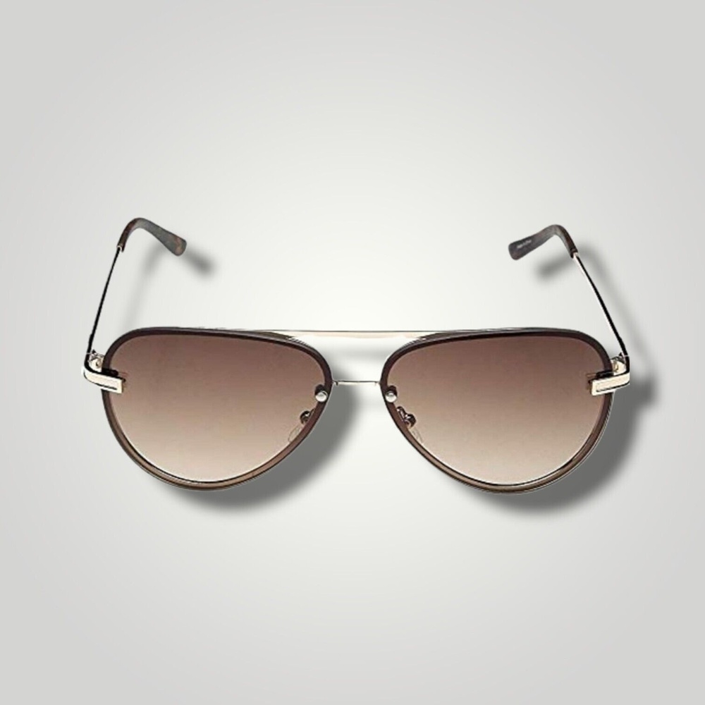 Authentic Guess Rimless Aviator Sunglasses Gold Frame Brown Lens GF0194